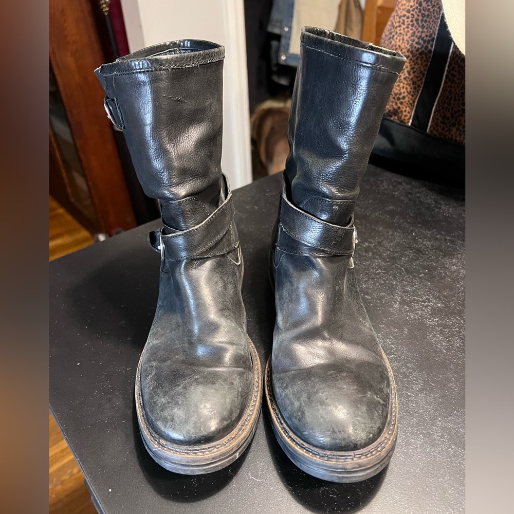 M. Gemi Black Leather Engineer Boots size 39